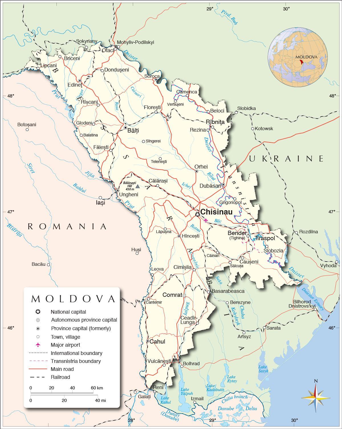 नक्शे के मोल्दोवा गणराज्य