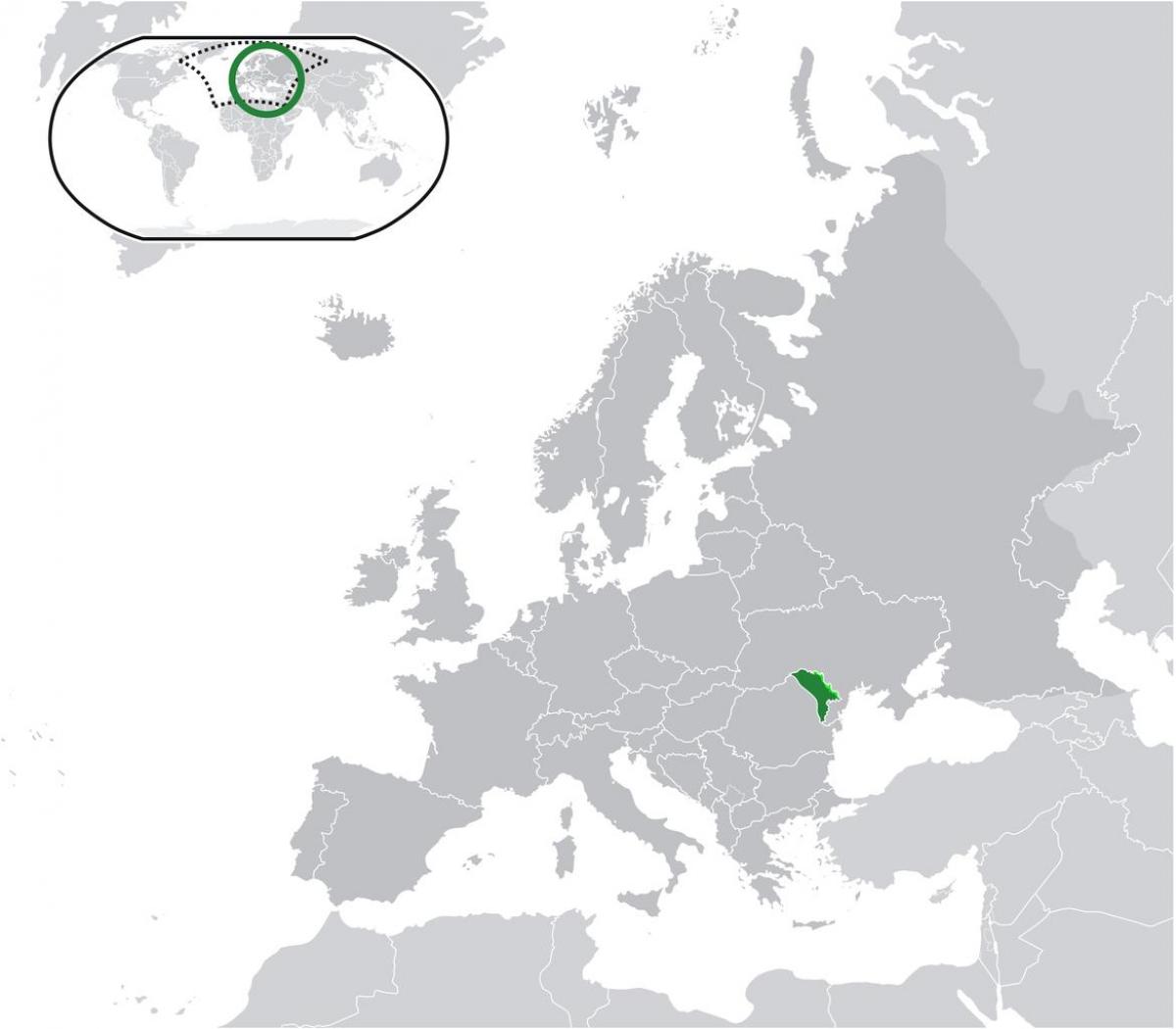 मोल्दोवा स्थान पर दुनिया के नक्शे