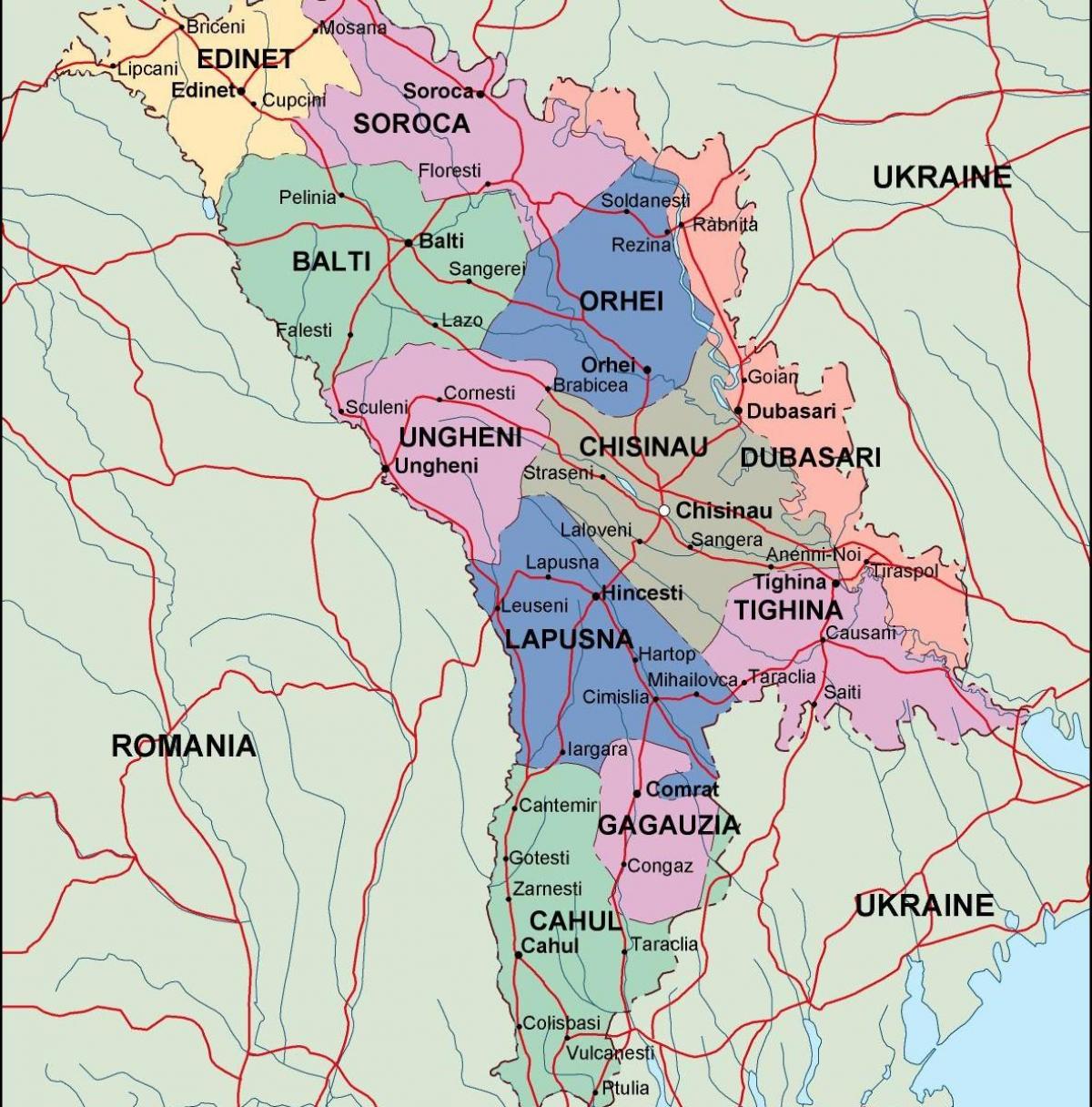 नक्शा मोल्दोवा के राजनीतिक